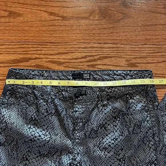DAVID KAHN metallic snake print ankle jean stretch straight cut silver black 30w - Picture 10 of 13